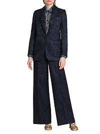 Jacquard Relaxed One-Button Blazer