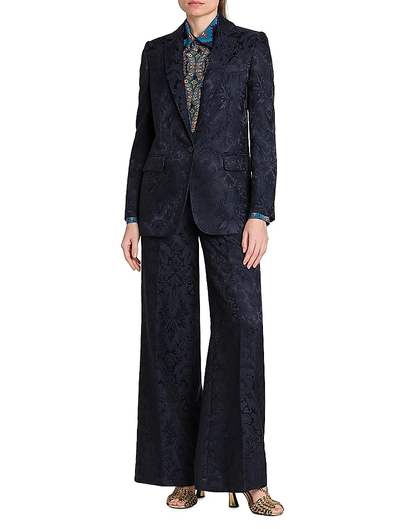 Jacquard Relaxed One-Button Blazer