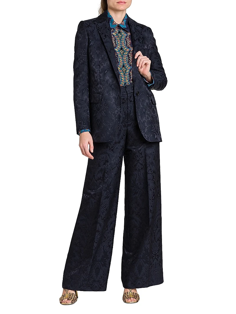 Jacquard Relaxed One-Button Blazer