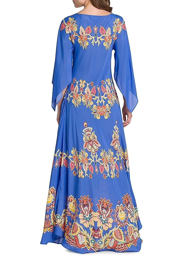 Bouquet Long-Sleeve Cover-Up Maxi Dress
