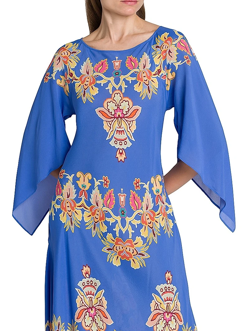Bouquet Long-Sleeve Cover-Up Maxi Dress