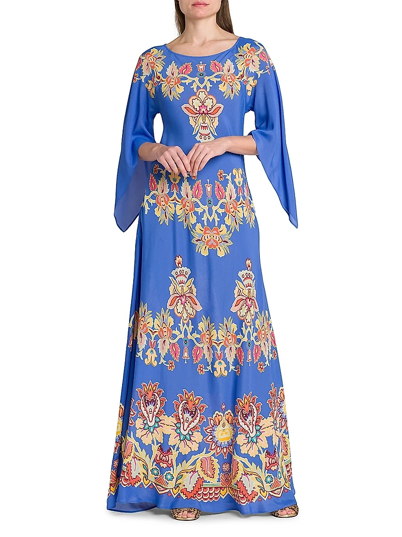 Bouquet Long-Sleeve Cover-Up Maxi Dress