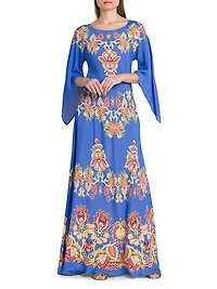 Bouquet Long-Sleeve Cover-Up Maxi Dress