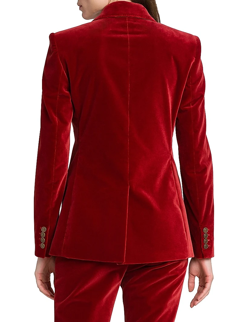 Velvet Double-Breasted Blazer
