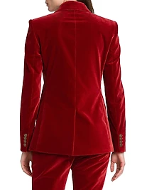 Velvet Double-Breasted Blazer