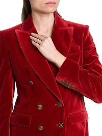 Velvet Double-Breasted Blazer