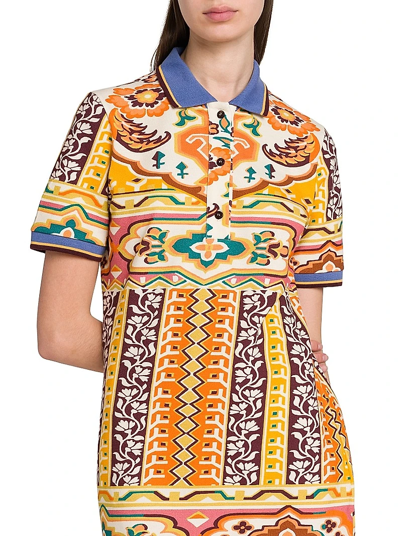 Tapestry Short-Sleeve Polo Dress