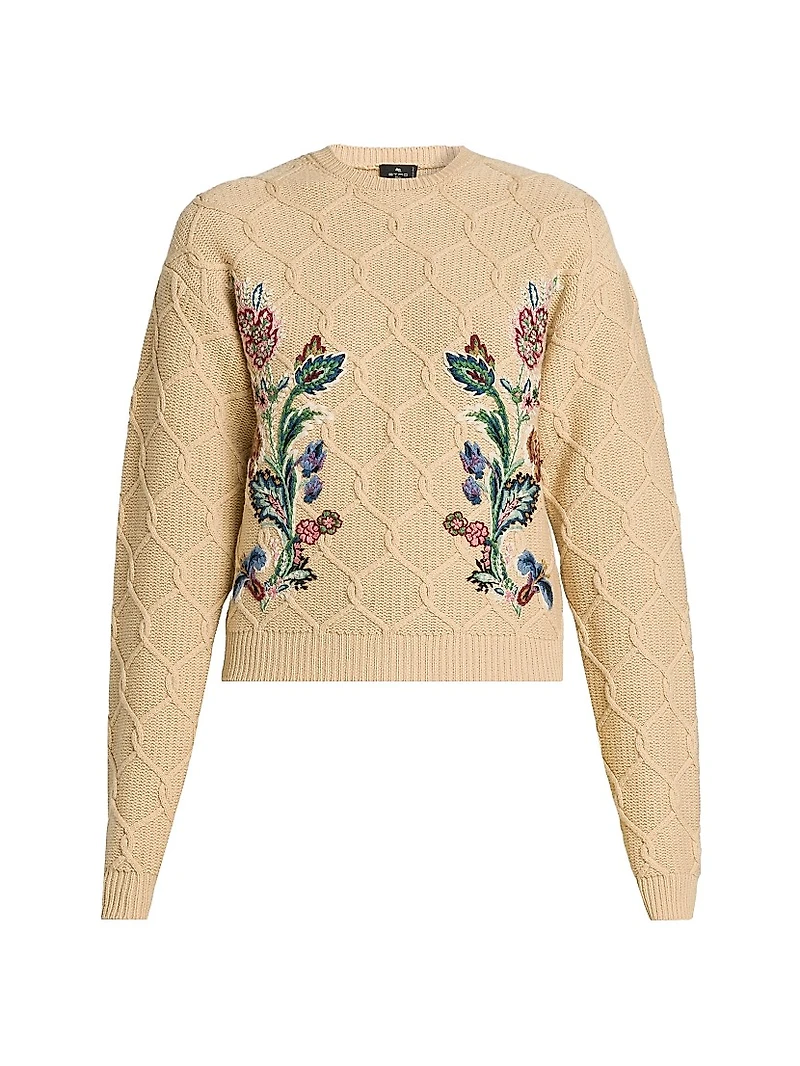 Daydream Floral Cable-Knit Sweater