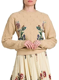 Daydream Floral Cable-Knit Sweater