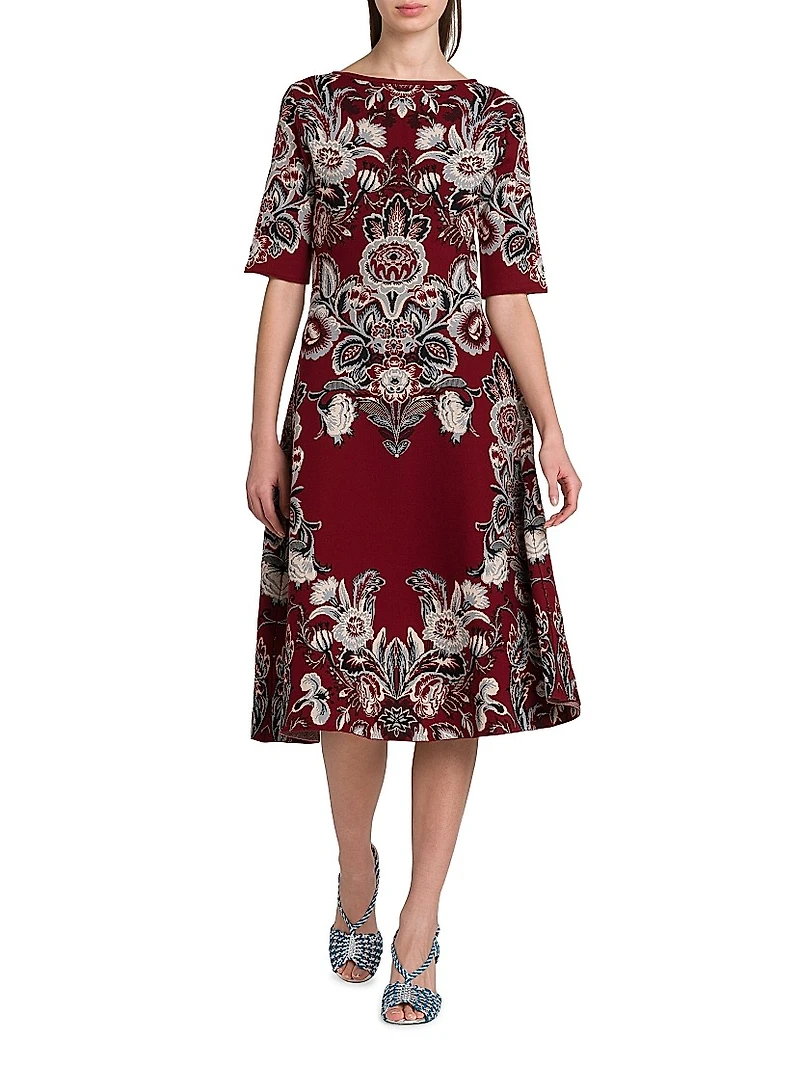 Floral Knit Midi-Dress
