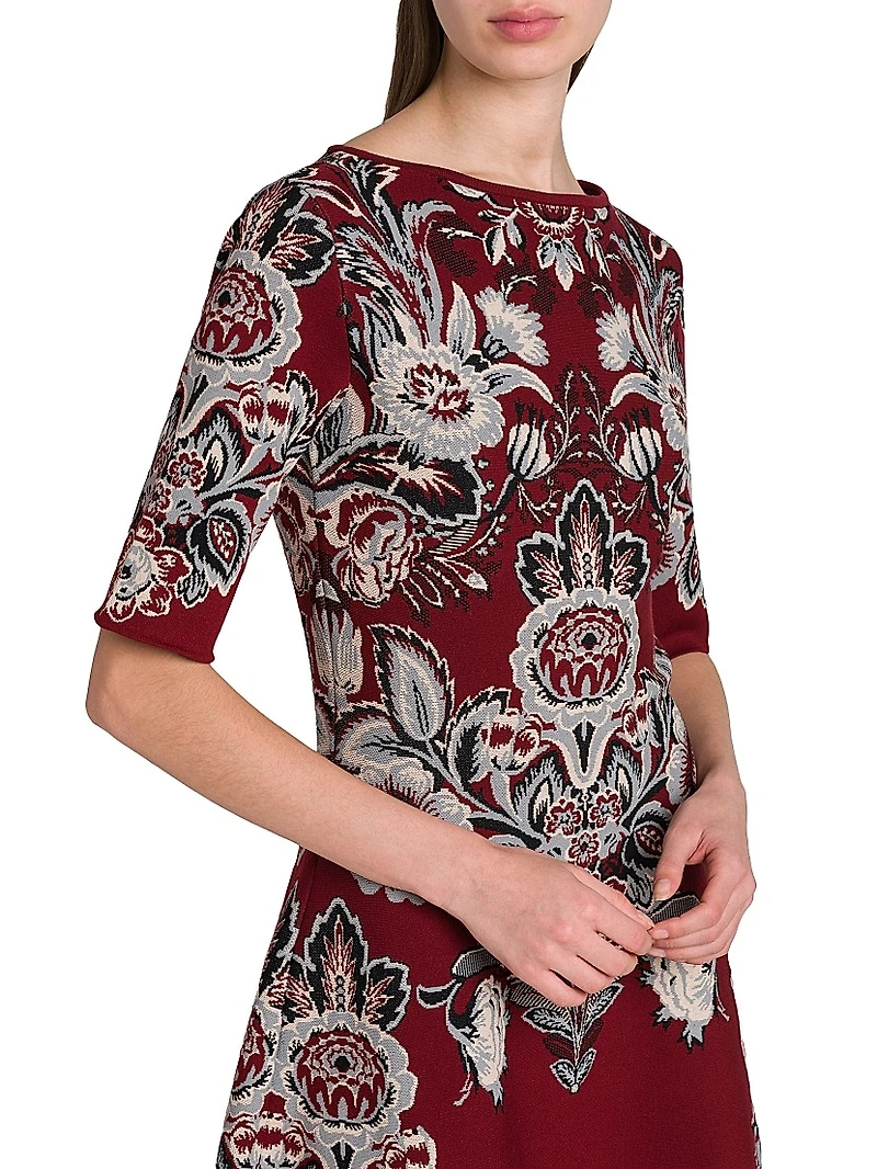 Floral Knit Midi-Dress