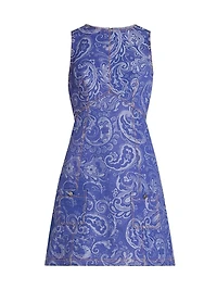 Paisley Sleeveless Denim Sheath Minidress