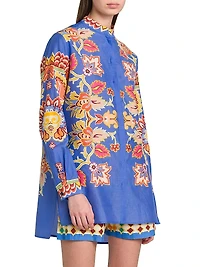 Bouquet Printed Cotton-Silk Tunic Shirt