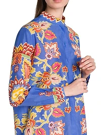 Bouquet Printed Cotton-Silk Tunic Shirt