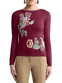 Embroidered Wool-Blend Sweater