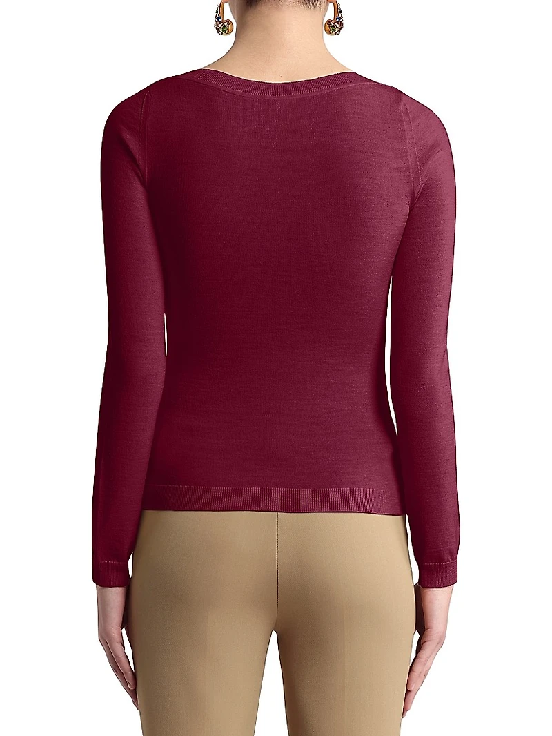 Embroidered Wool-Blend Sweater
