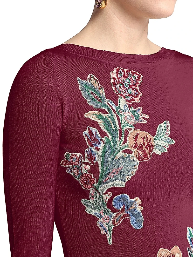 Embroidered Wool-Blend Sweater