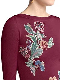 Embroidered Wool-Blend Sweater