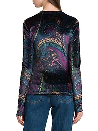 Paisley-Print Velvet Top