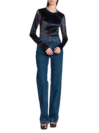 Paisley-Print Velvet Top