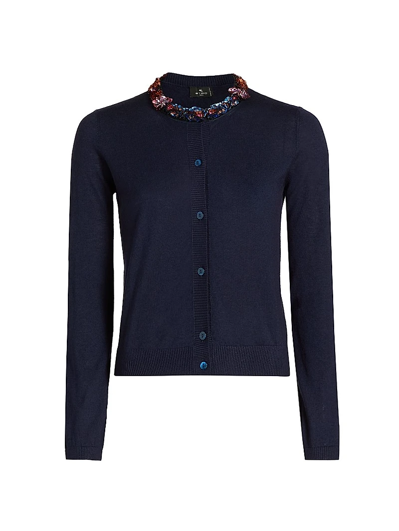 Jeweled Neckline Cardigan