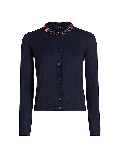 Jeweled Neckline Cardigan