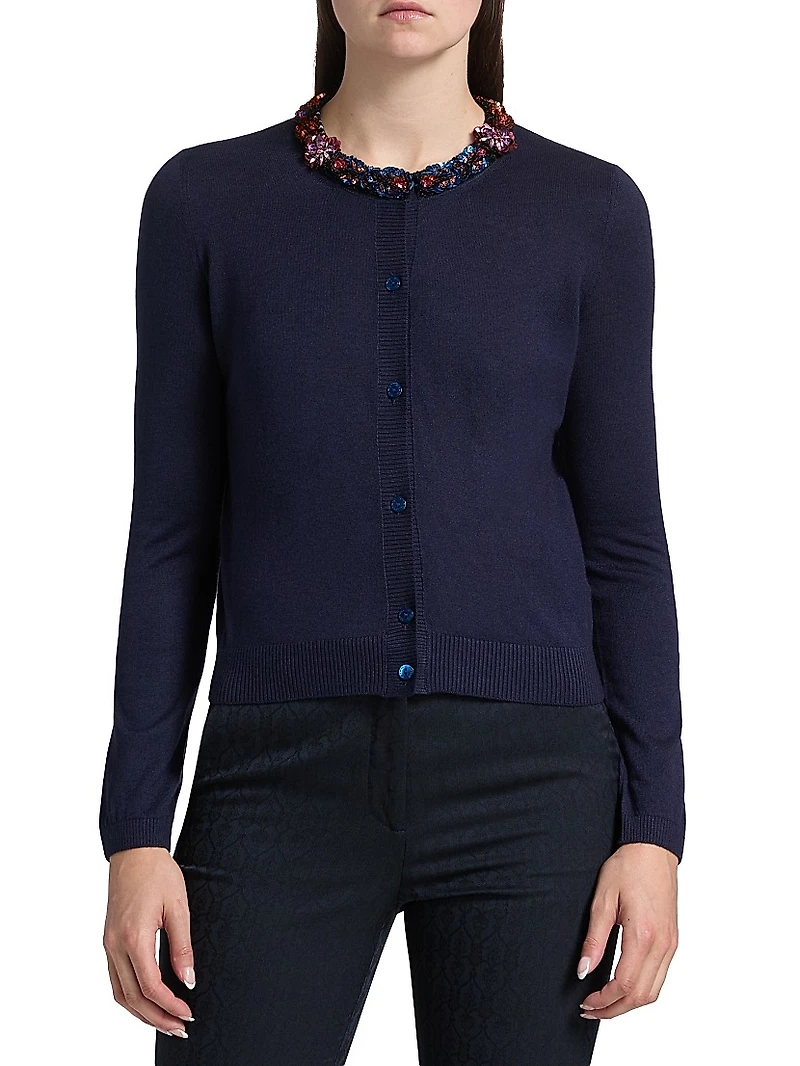 Jeweled Neckline Cardigan