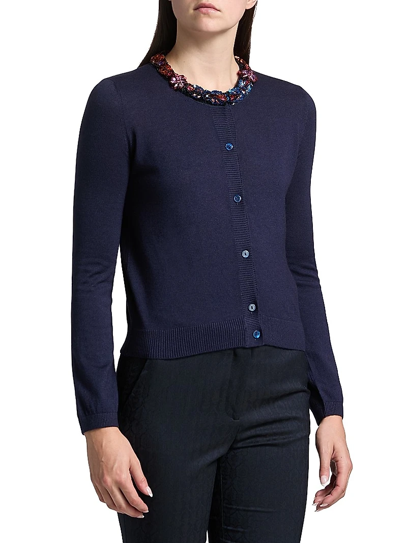 Jeweled Neckline Cardigan