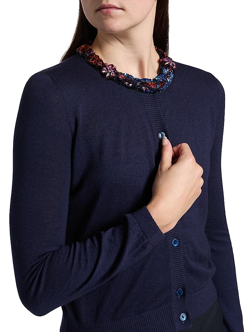 Jeweled Neckline Cardigan