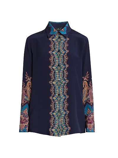 Midnight Dream Paisley Silk Shirt