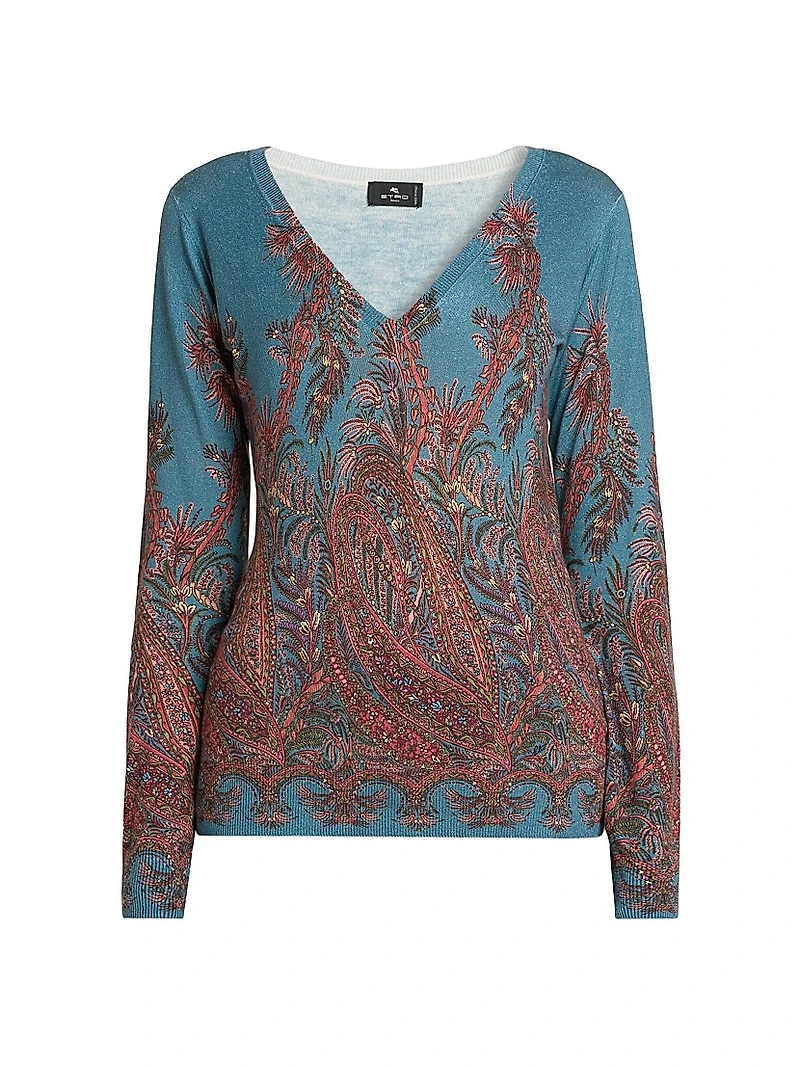Paisley Cashmere-Silk Sweater
