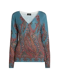 Paisley Cashmere-Silk Sweater