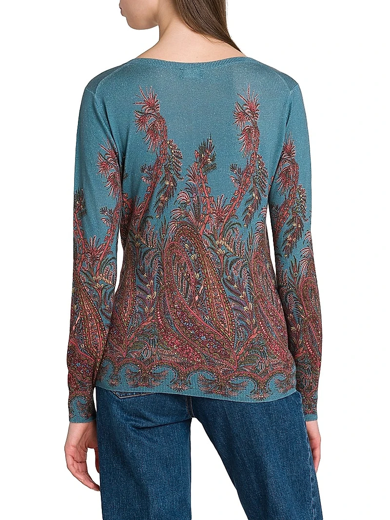 Paisley Cashmere-Silk Sweater