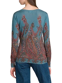 Paisley Cashmere-Silk Sweater