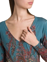 Paisley Cashmere-Silk Sweater