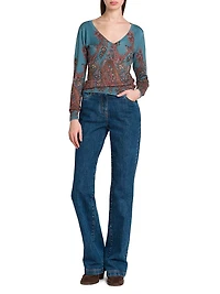 Paisley Cashmere-Silk Sweater