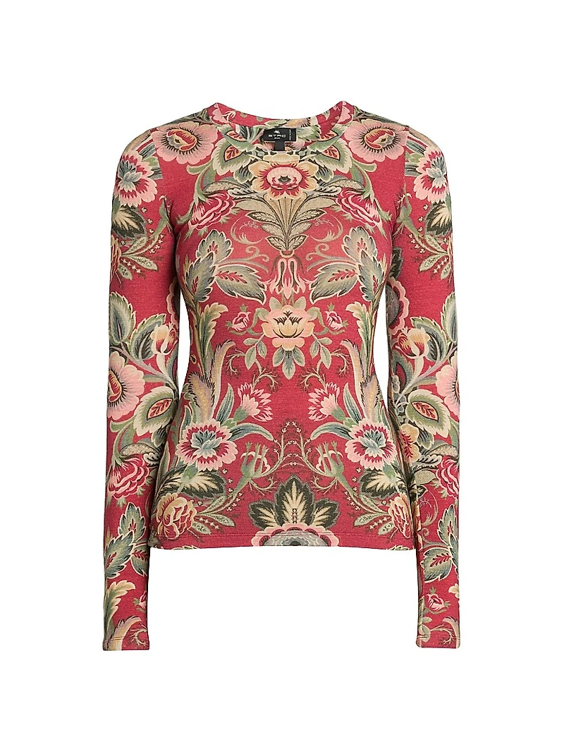Floral Paisley Wool-Blend Top