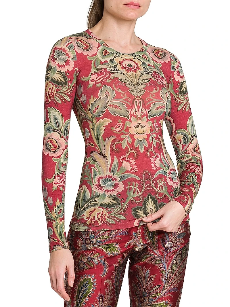 Floral Paisley Wool-Blend Top