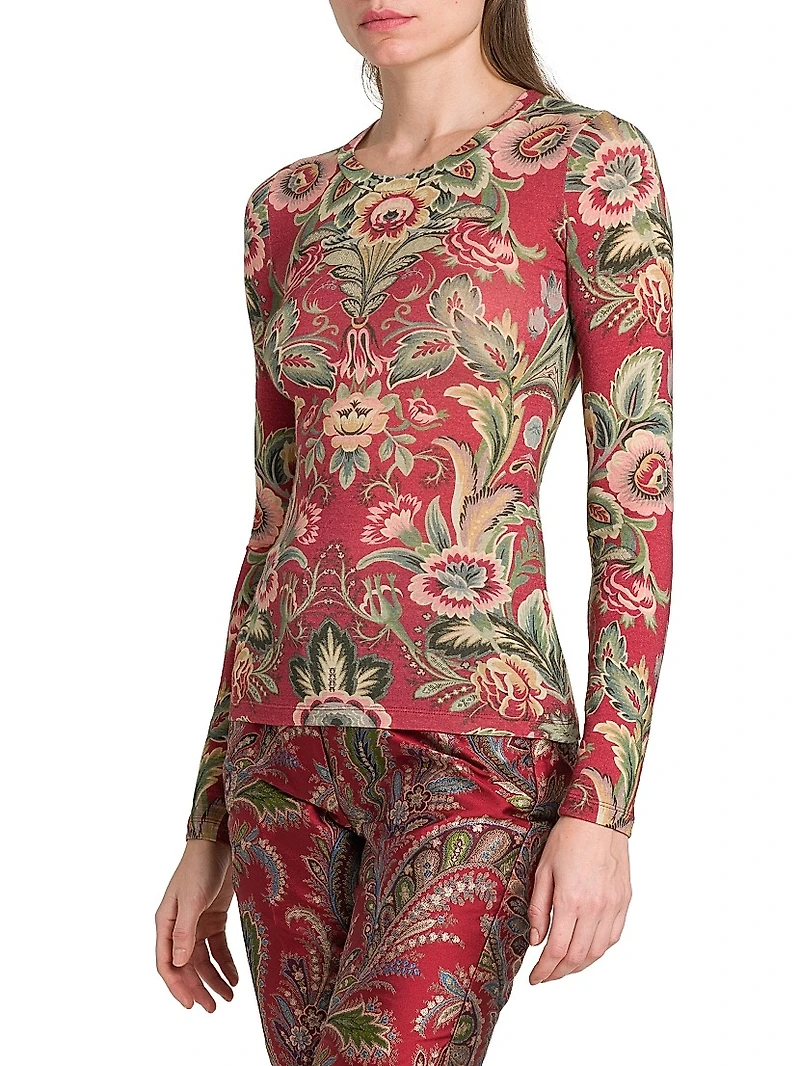 Floral Paisley Wool-Blend Top