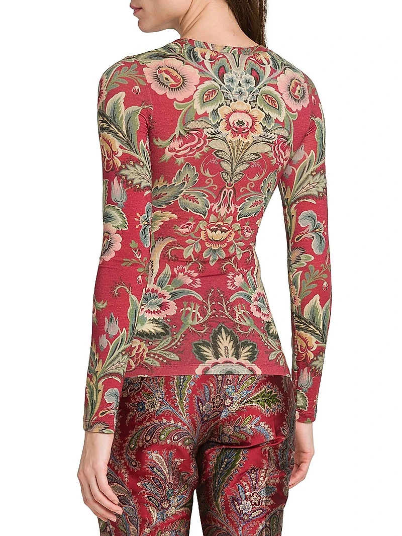 Floral Paisley Wool-Blend Top
