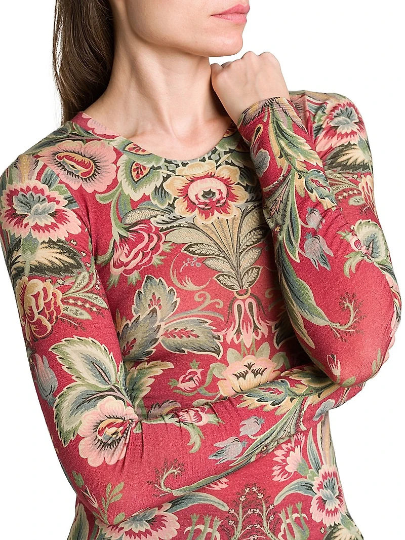 Floral Paisley Wool-Blend Top