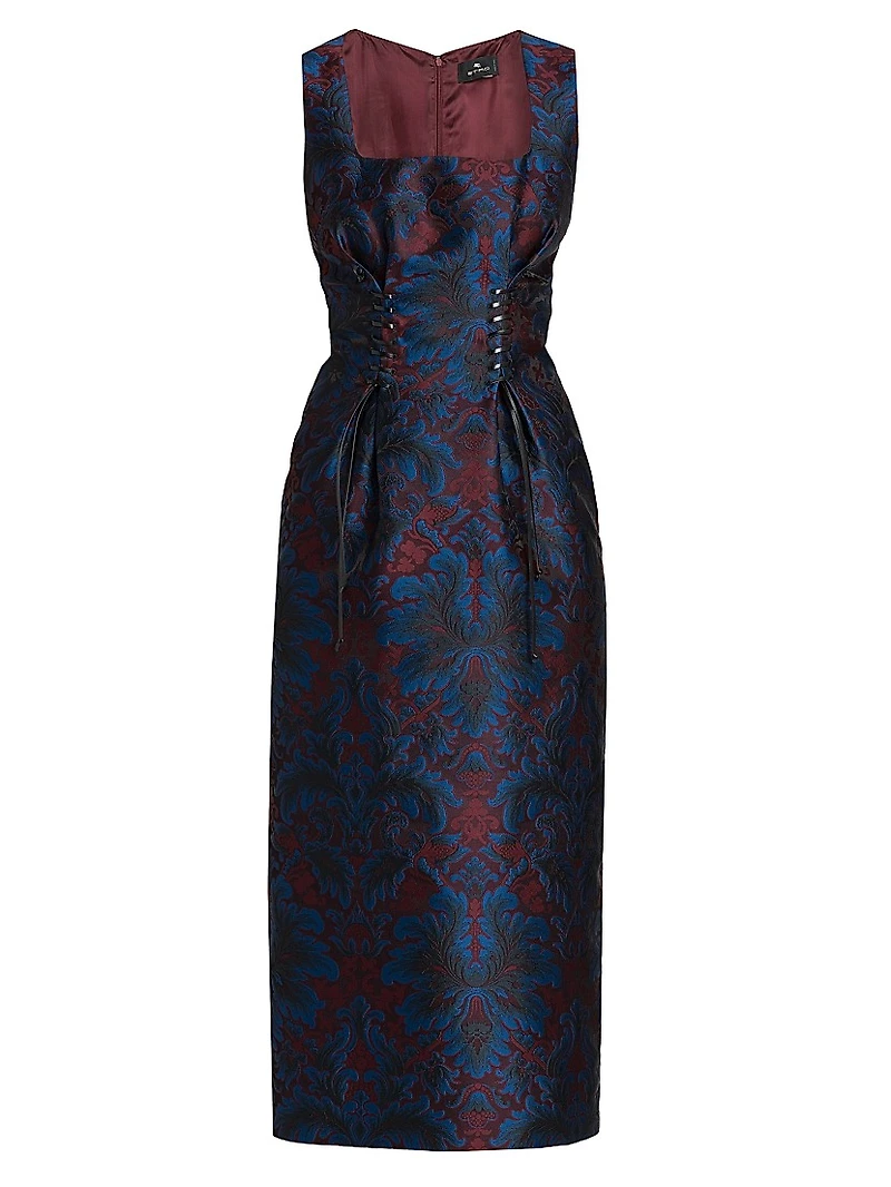 Jacquard Square Neck Midi-Dress