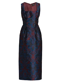 Jacquard Square Neck Midi-Dress