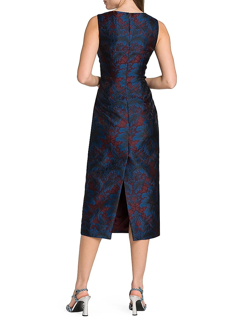 Jacquard Square Neck Midi-Dress