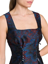 Jacquard Square Neck Midi-Dress