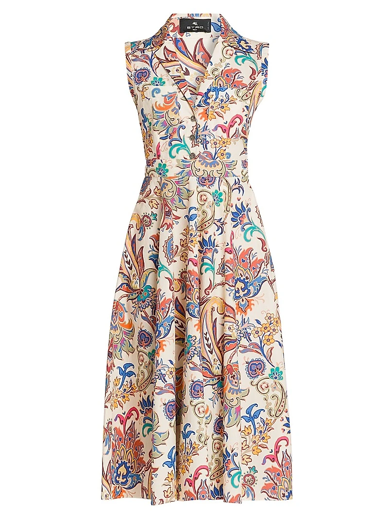 Tapestry Floral Sleeveless Shirtdress