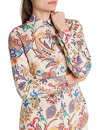 Tapestry Floral Stretch Cotton Long-Sleeve Shirt