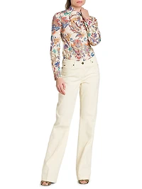 Tapestry Floral Stretch Cotton Long-Sleeve Shirt