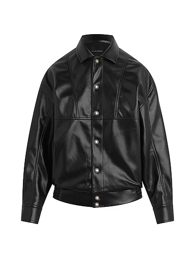 The Beacon Faux-Leather Button-Front Jacket