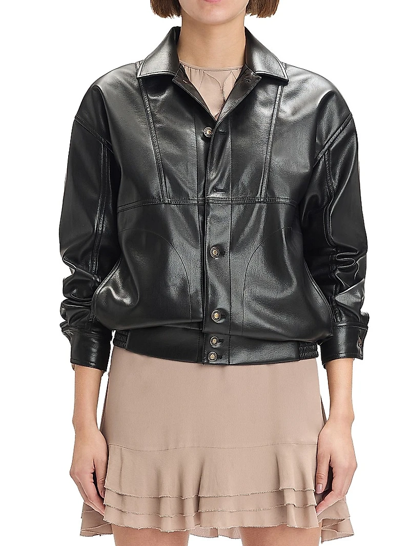 The Beacon Faux-Leather Button-Front Jacket